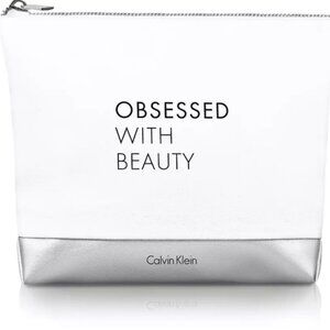 NEW CALVIN KLEIN Obsessed with Beauty Cosmetic Bag  Zippered Makeup Pouch Clutch